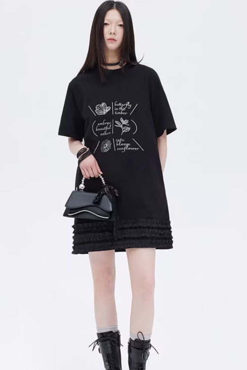 Ruffle Lace T-Shirt Dress