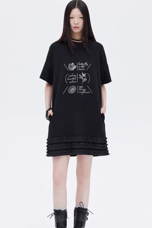 Ruffle Lace T-Shirt Dress