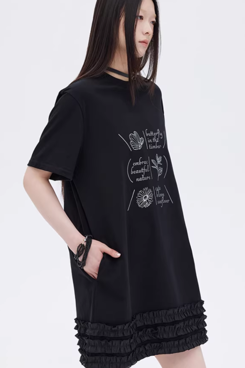 Ruffle Lace T-Shirt Dress