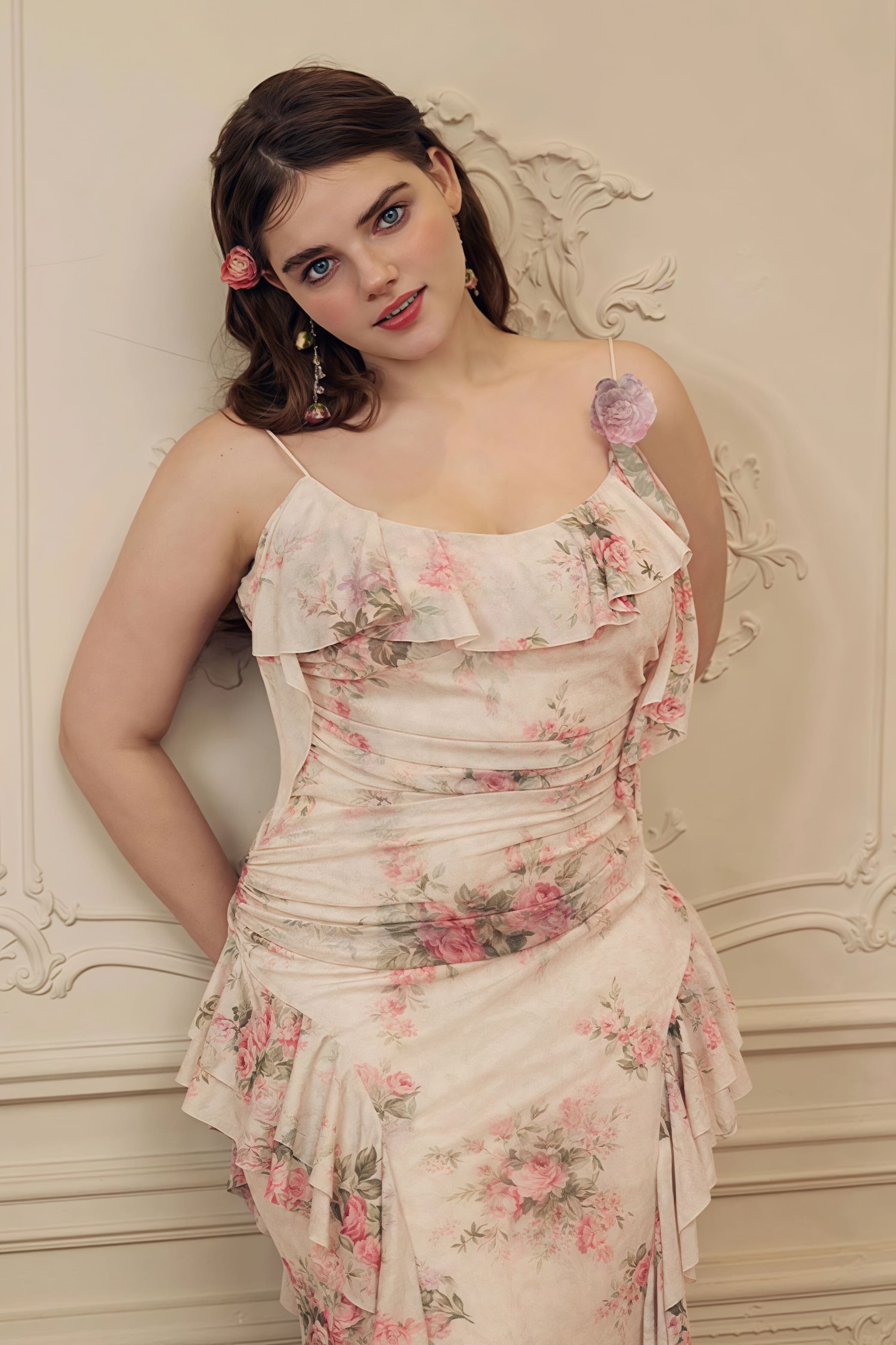 Ruffled Floral Asymmetrical Cami Maxi Dress Ruffled Floral Asymmetrical Cami Maxi Dress