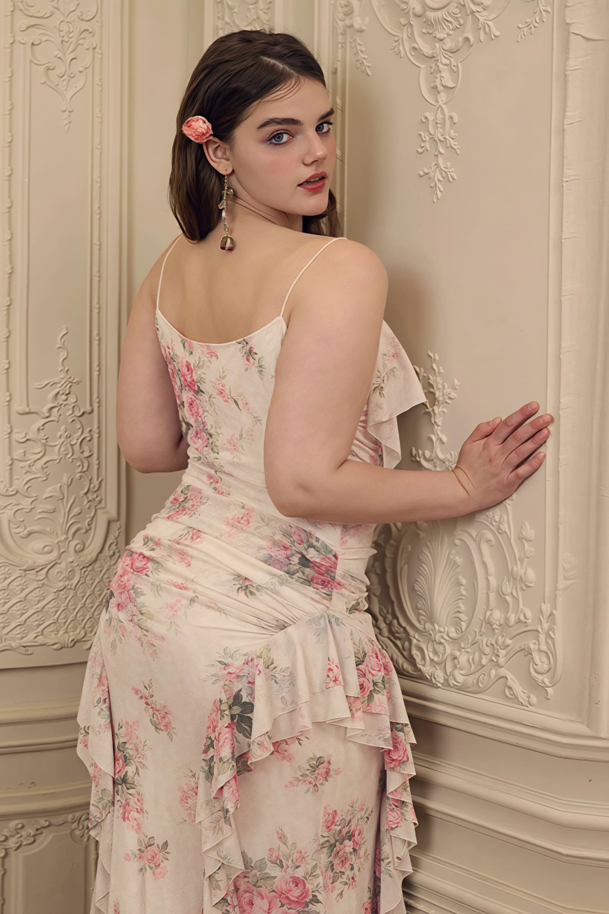 Ruffled Floral Asymmetrical Cami Maxi Dress Ruffled Floral Asymmetrical Cami Maxi Dress