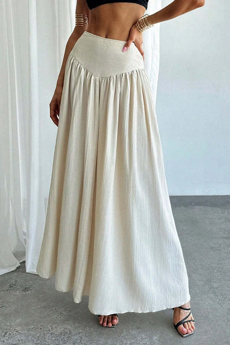 Ruffled High Waist A Line Belted Side Pocket Elegant Skirt