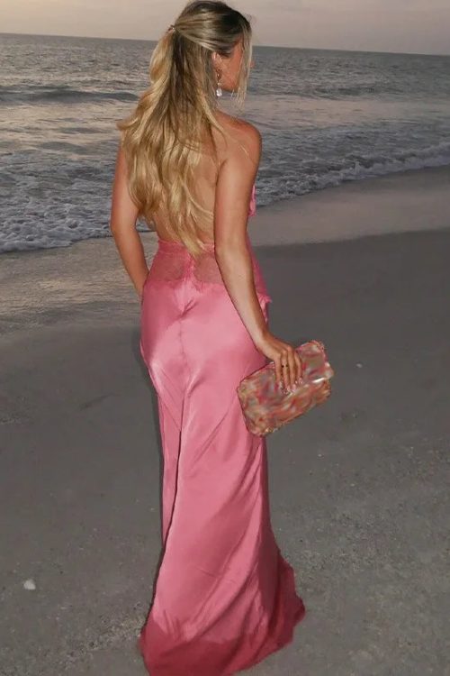 Satin Halter Neck Maxi Dress