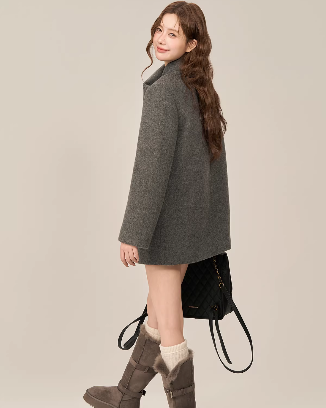 Scarf Collar Double Breasted Wool Coat Scarf Collar Double Breasted Wool Coat