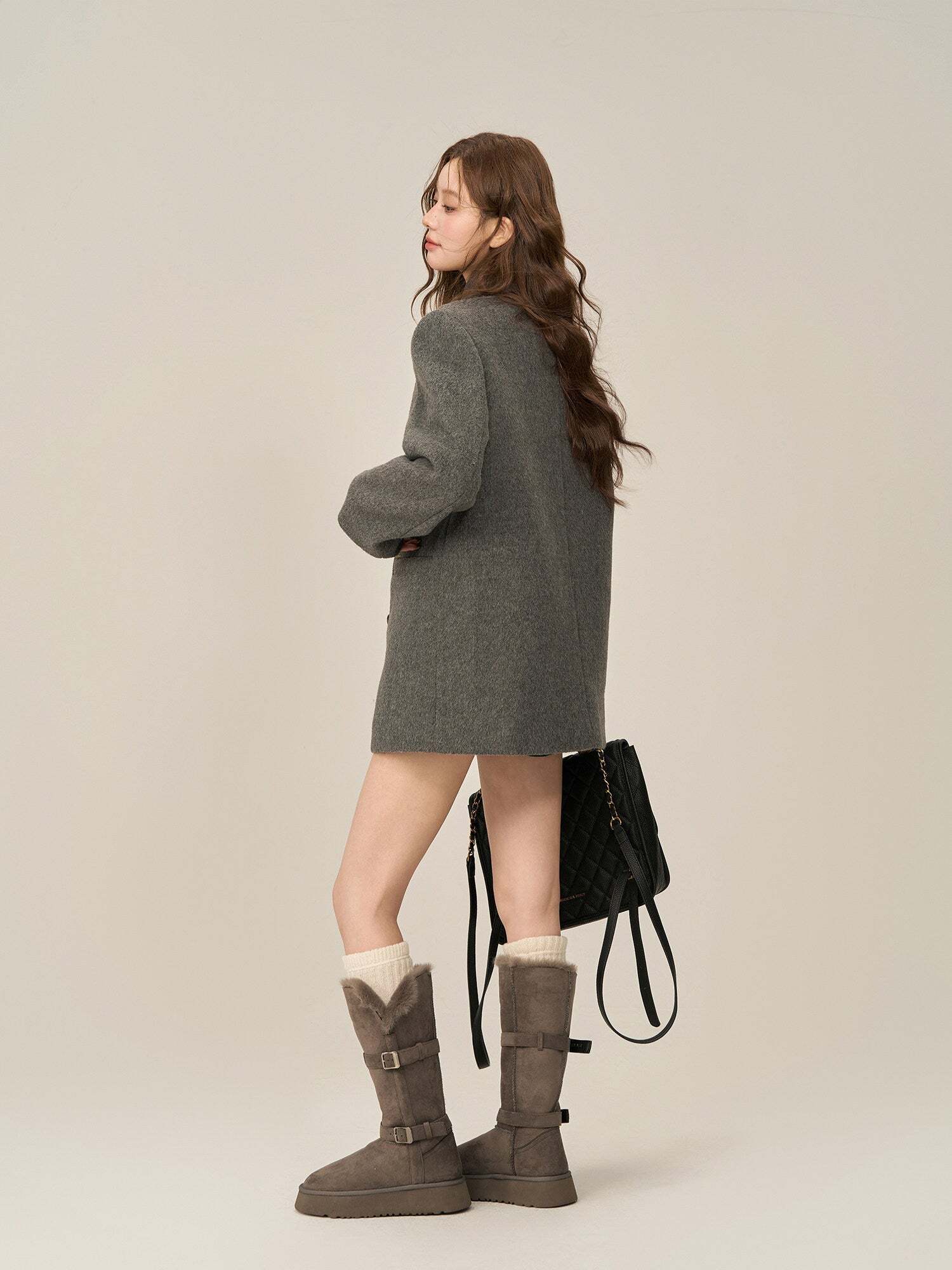 Scarf Collar Double Breasted Wool Coat Scarf Collar Double Breasted Wool Coat