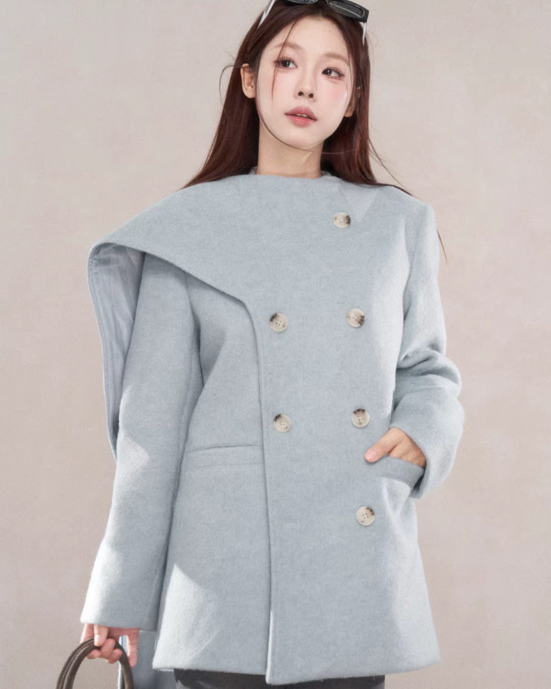 Scarf Collar Double Breasted Wool Coat Scarf Collar Double Breasted Wool Coat