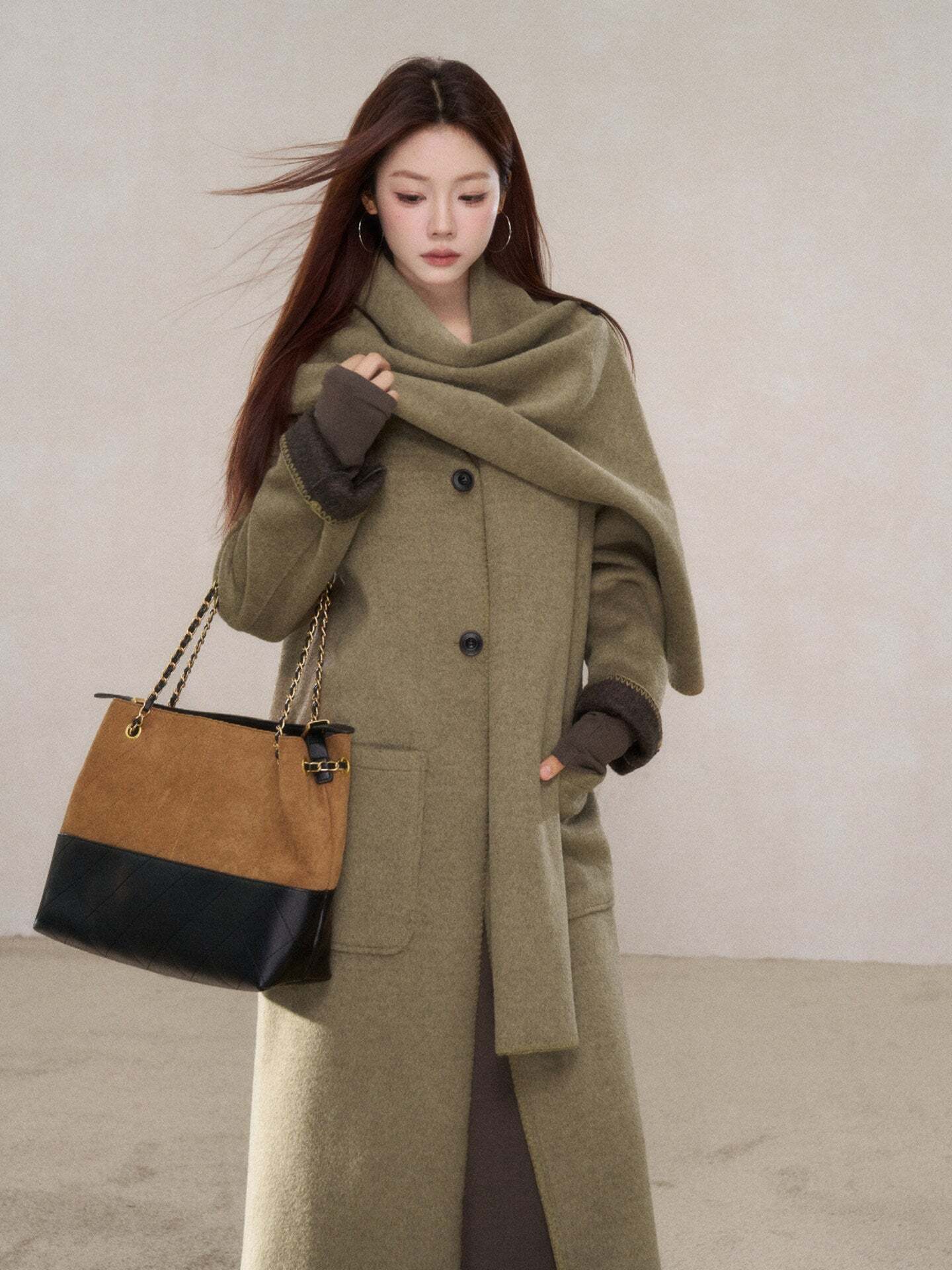 Scarf Collar Wool Coat Scarf Collar Wool Coat