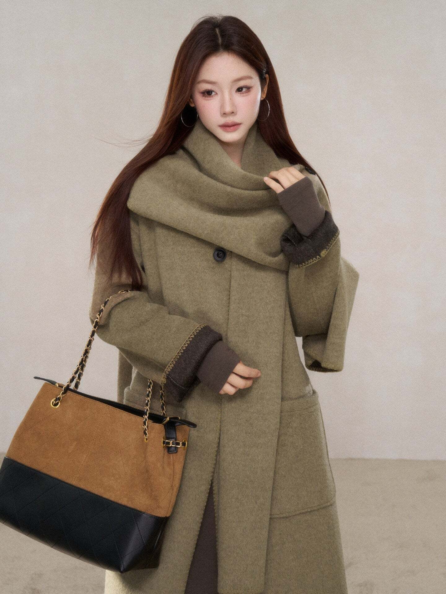 Scarf Collar Wool Coat Scarf Collar Wool Coat