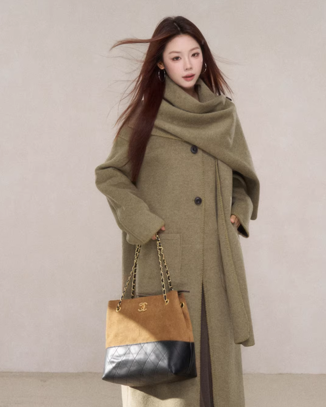 Scarf Collar Wool Coat Scarf Collar Wool Coat