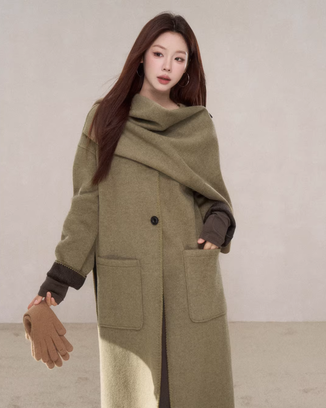 Scarf Collar Wool Coat Scarf Collar Wool Coat
