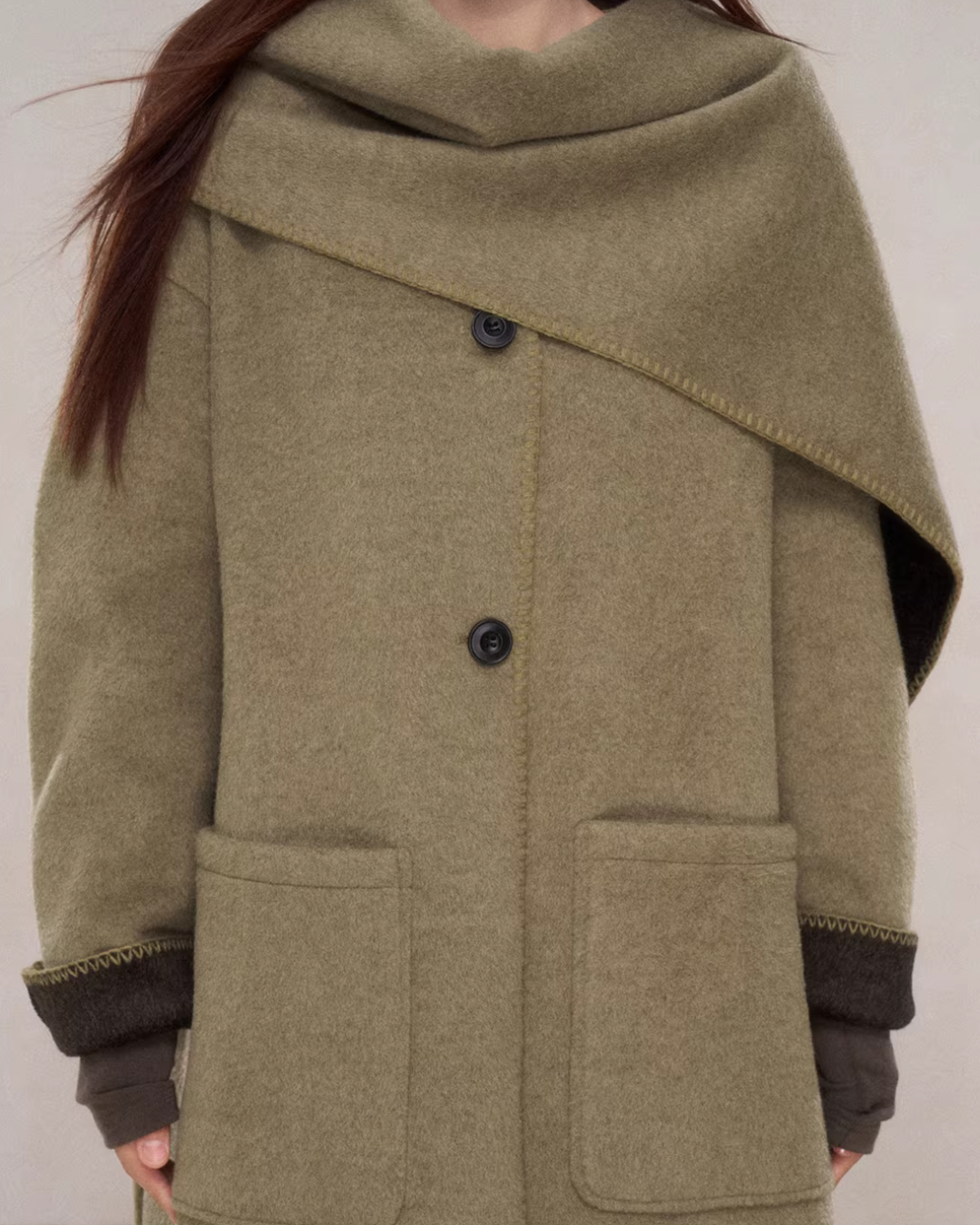 Scarf Collar Wool Coat Scarf Collar Wool Coat