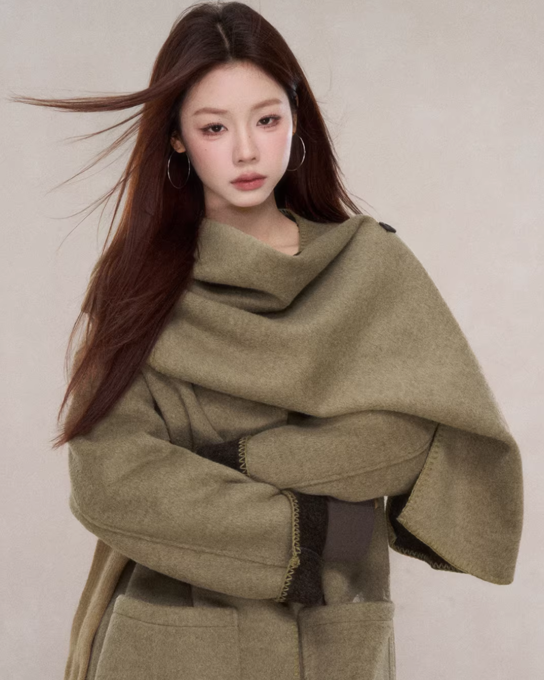 Scarf Collar Wool Coat Scarf Collar Wool Coat
