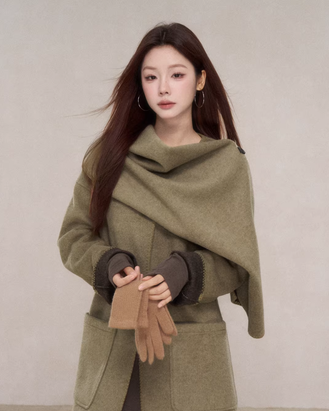 Scarf Collar Wool Coat Scarf Collar Wool Coat