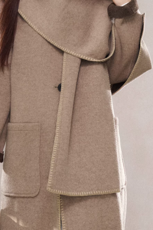 Scarf Collar Wool Coat