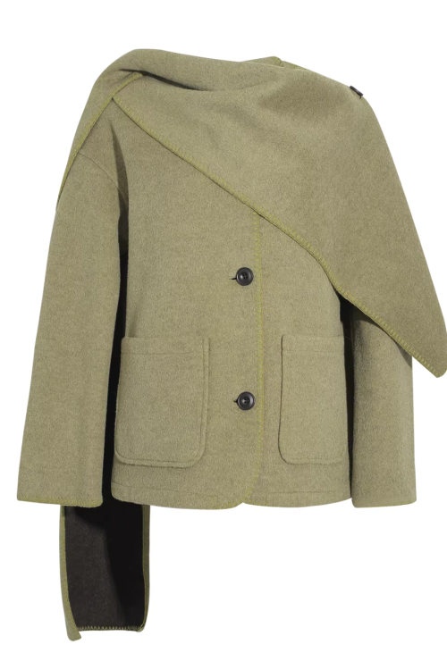 Scarf Collar Wool Coat