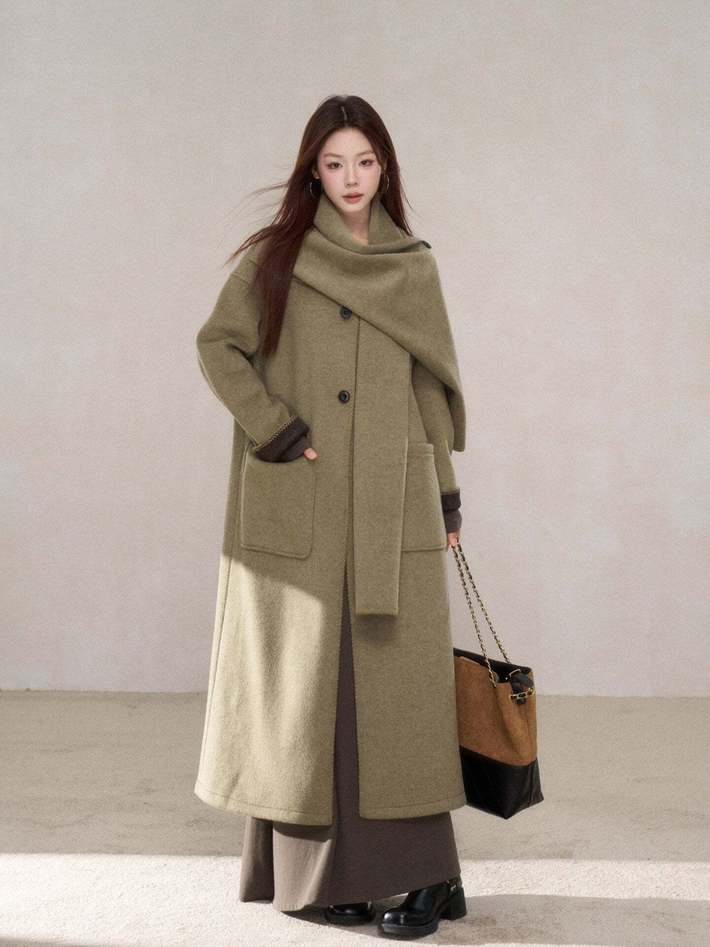 Scarf Collar Wool Coat Scarf Collar Wool Coat