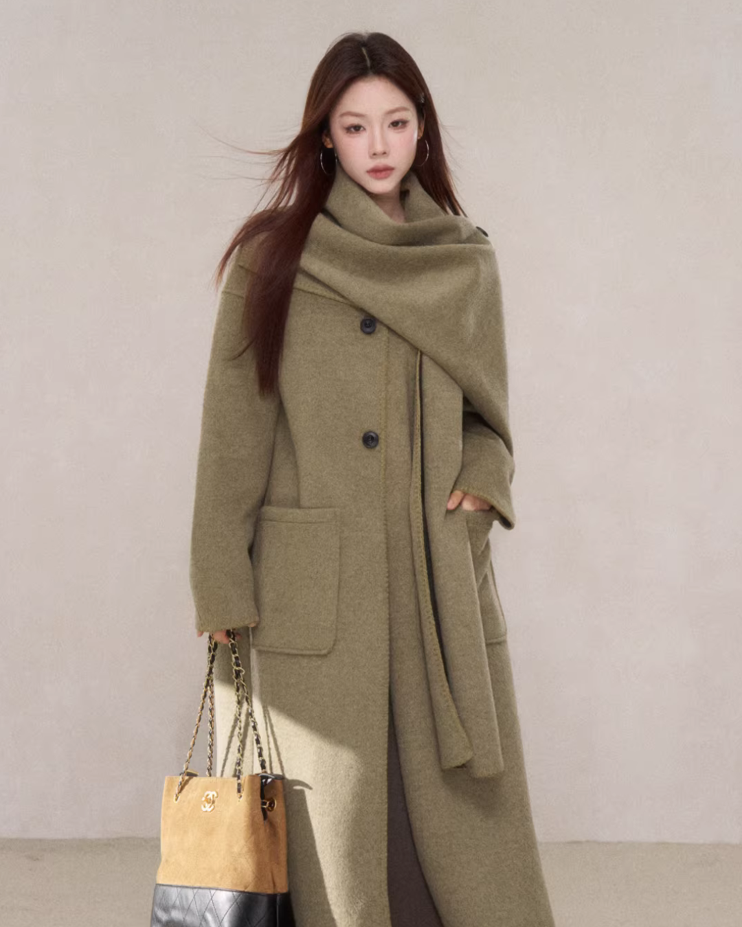 Scarf Collar Wool Coat Scarf Collar Wool Coat