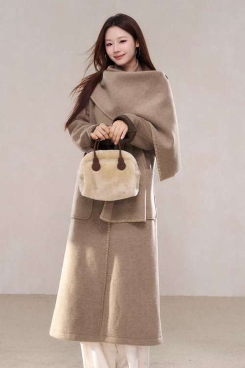 Scarf Collar Wool Coat