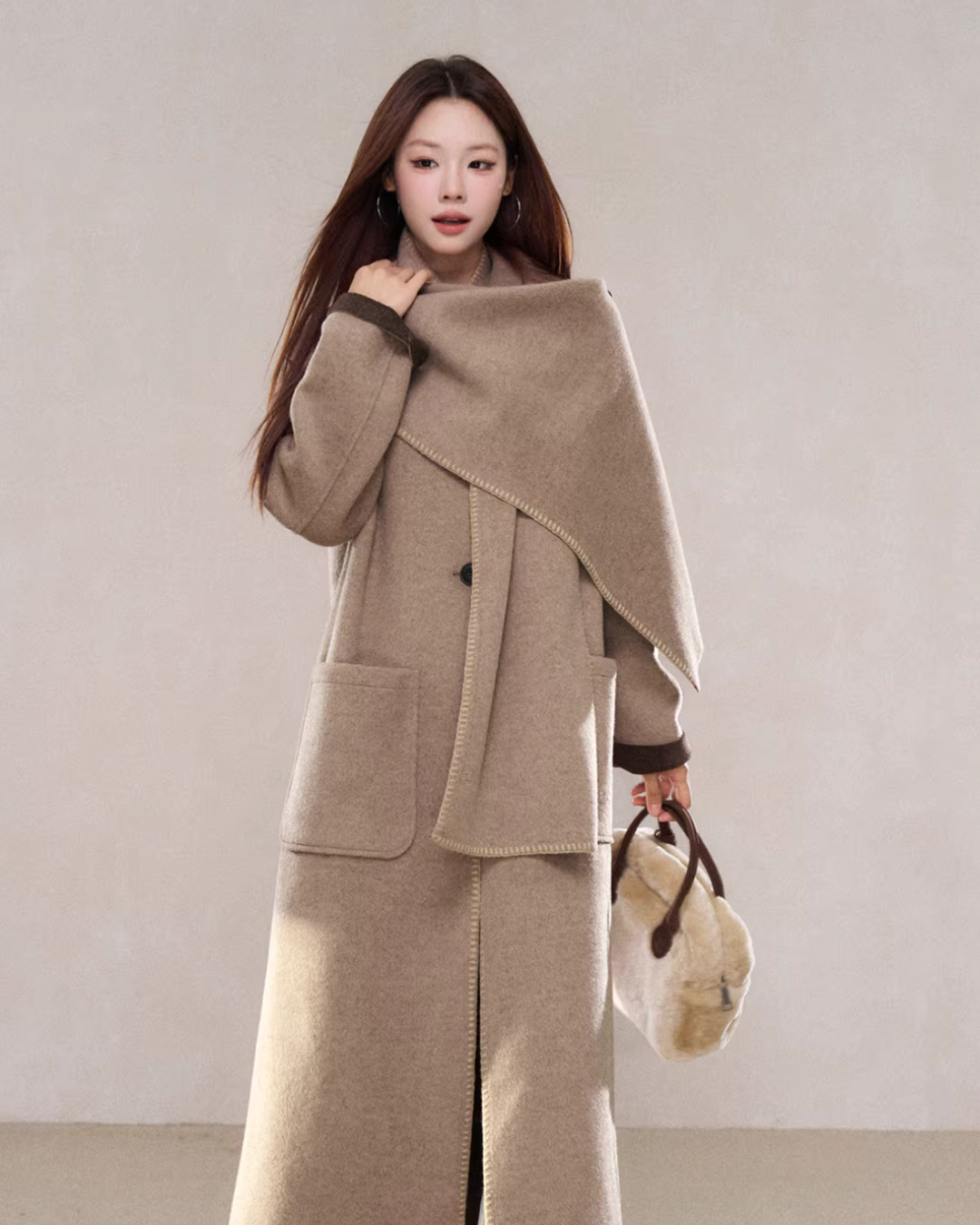 Scarf Collar Wool Coat Scarf Collar Wool Coat