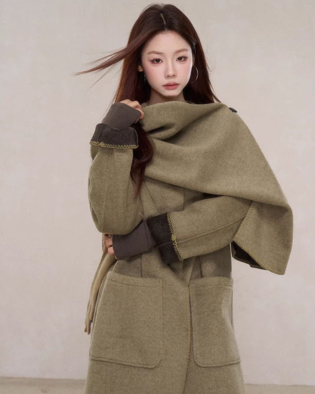 Scarf Collar Wool Coat Scarf Collar Wool Coat