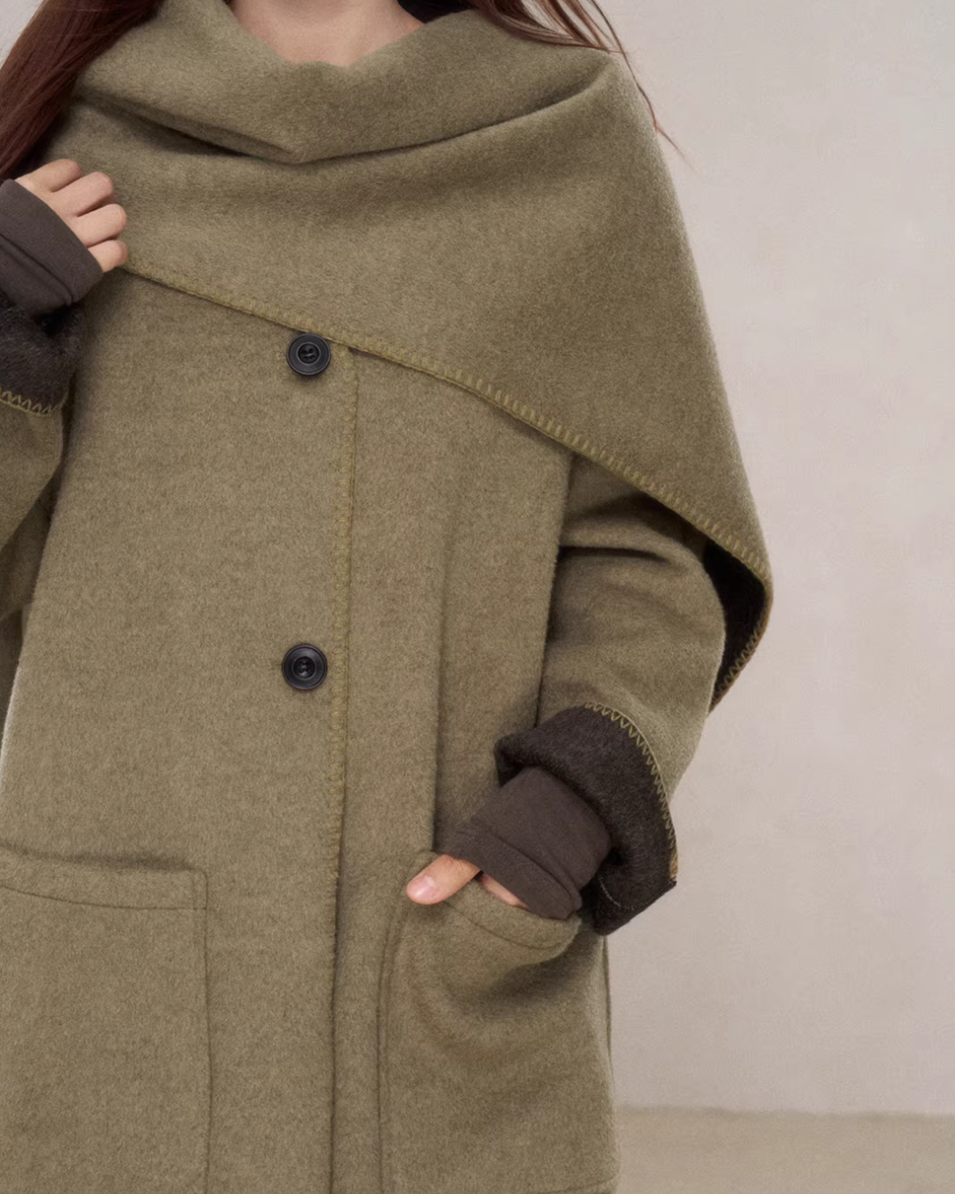 Scarf Collar Wool Coat Scarf Collar Wool Coat