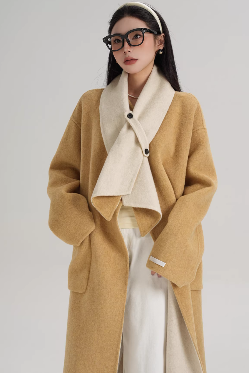 Scarf Collarless Coat