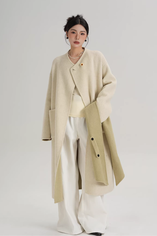 Scarf Collarless Coat