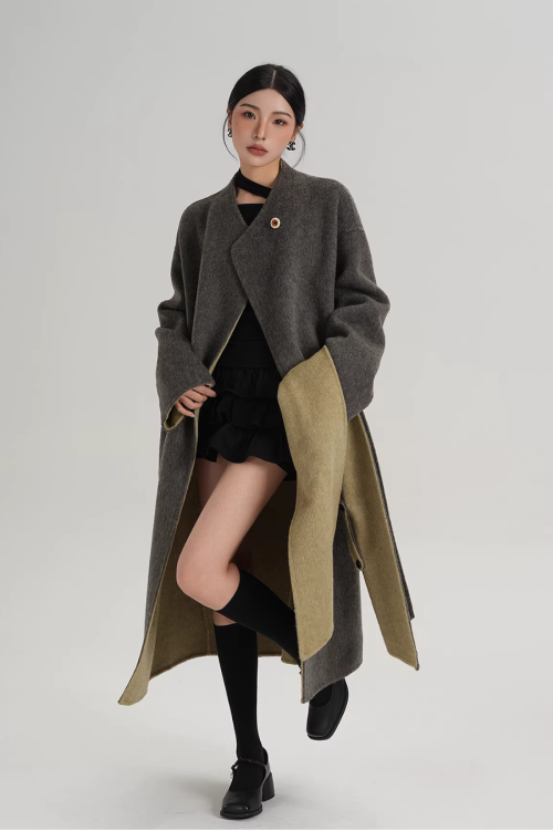Scarf Collarless Coat