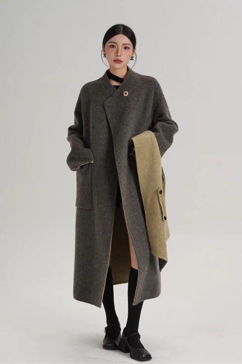 Scarf Collarless Coat