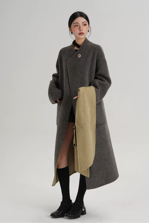 Scarf Collarless Coat