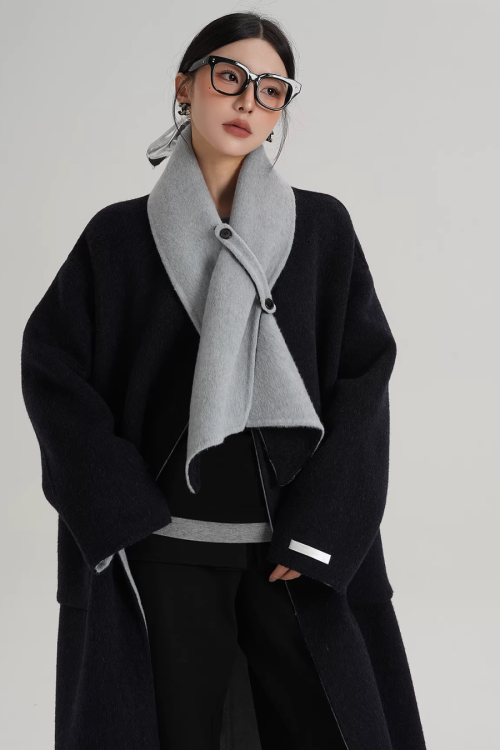 Scarf Collarless Coat