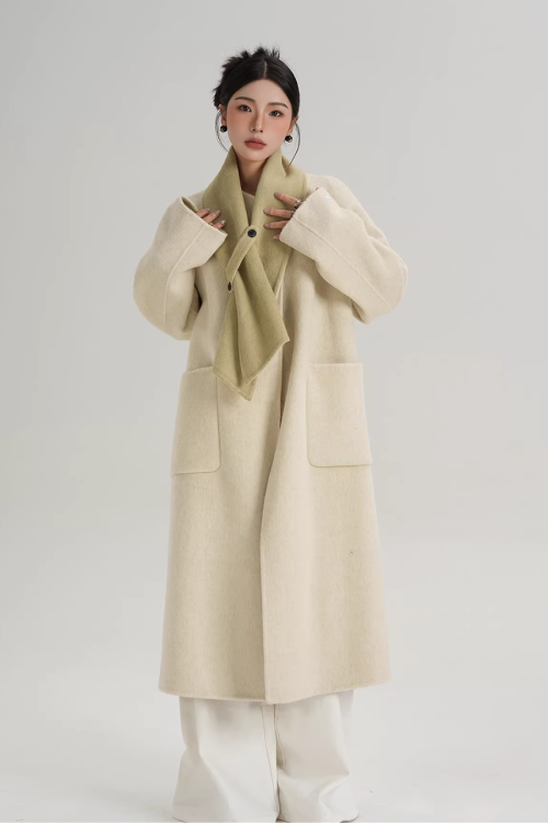 Scarf Collarless Coat