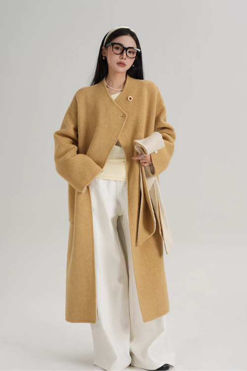 Scarf Collarless Coat