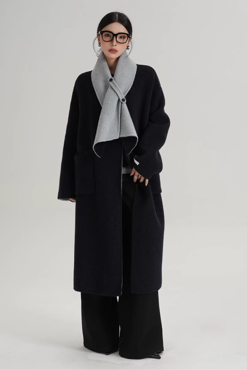Scarf Collarless Coat