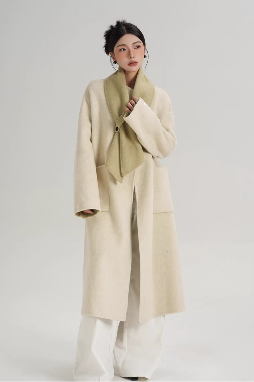 Scarf Collarless Coat
