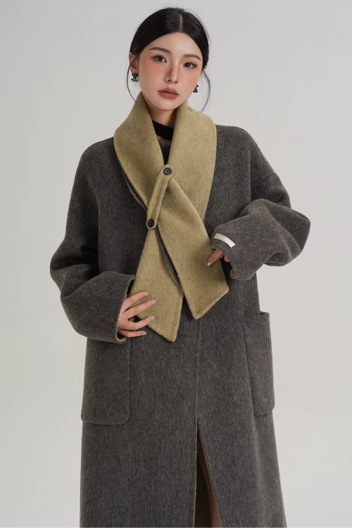 Scarf Collarless Coat