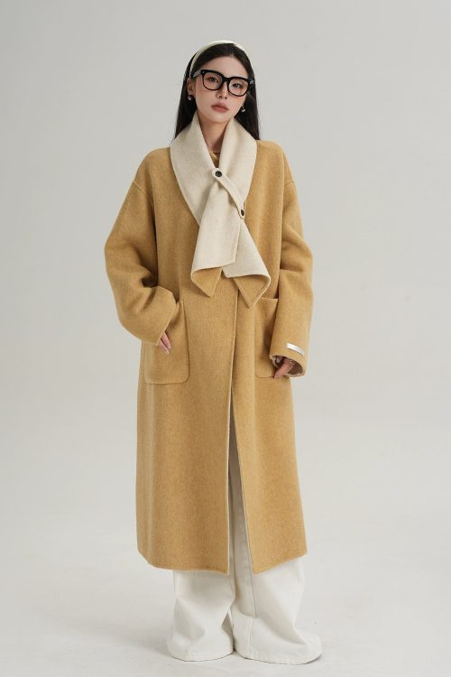 Scarf Collarless Coat