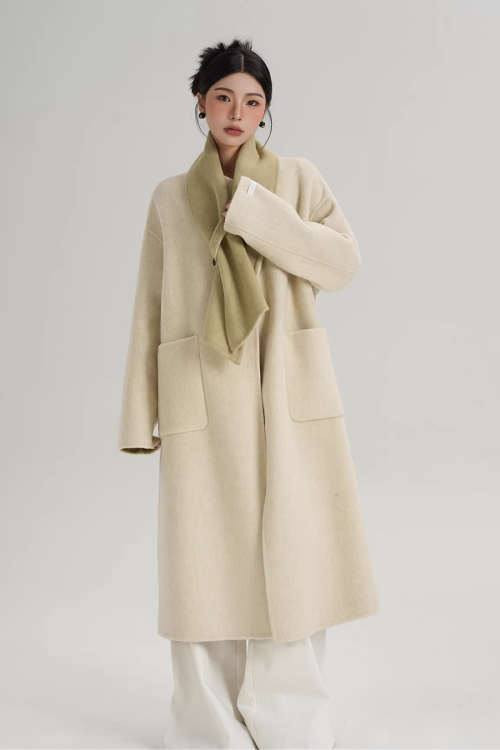 Scarf Collarless Coat