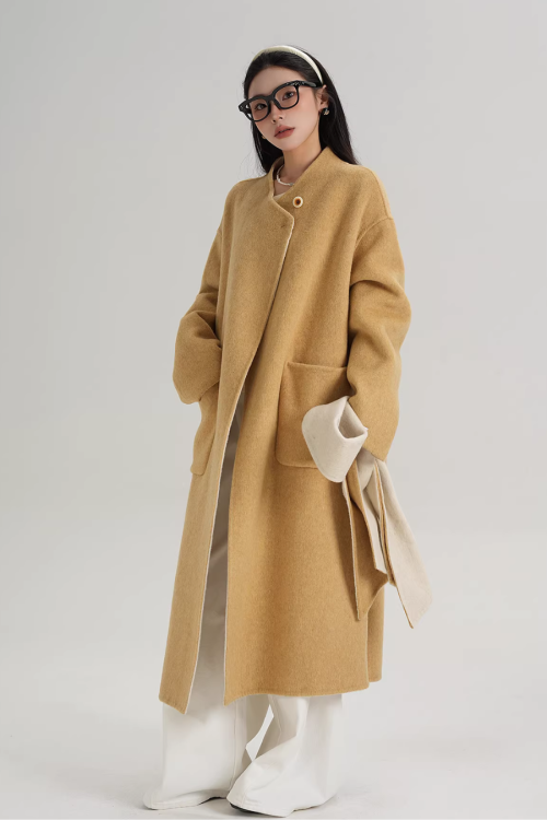 Scarf Collarless Coat