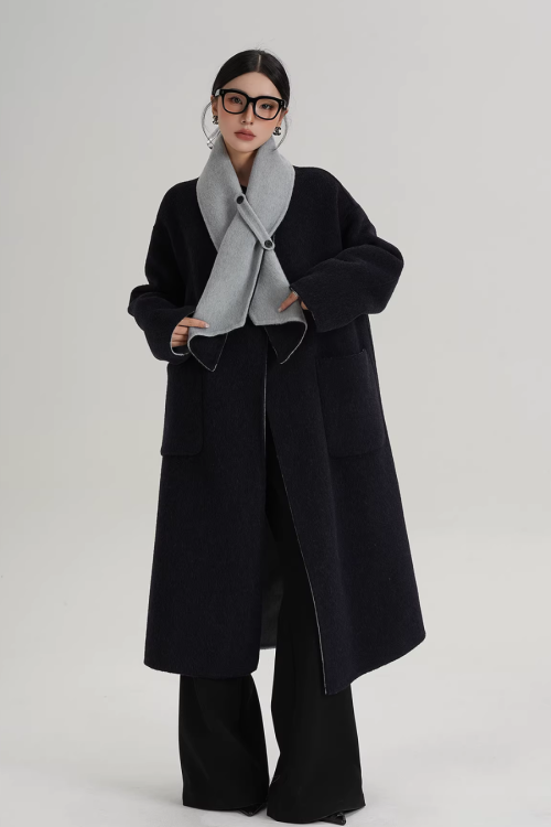Scarf Collarless Coat