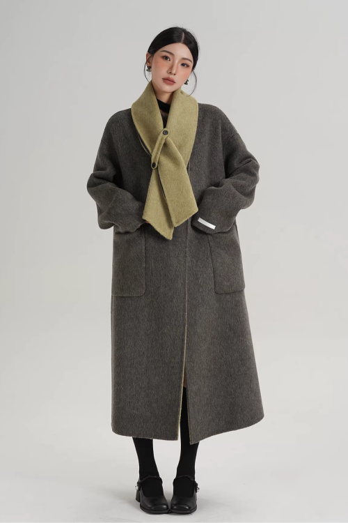 Scarf Collarless Coat