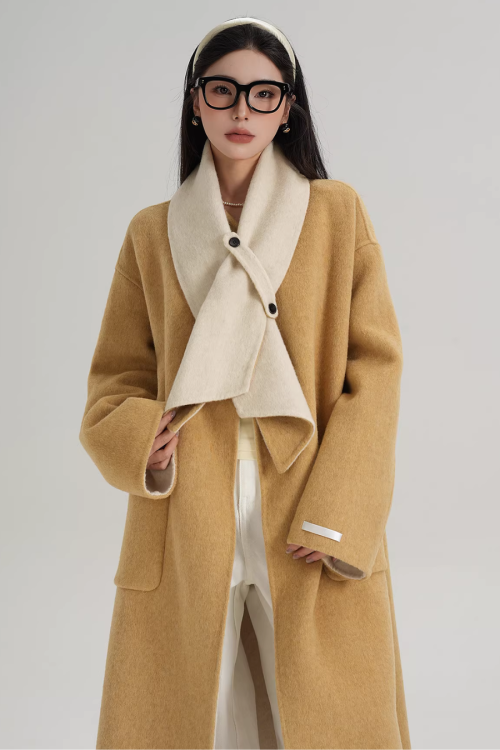 Scarf Collarless Coat