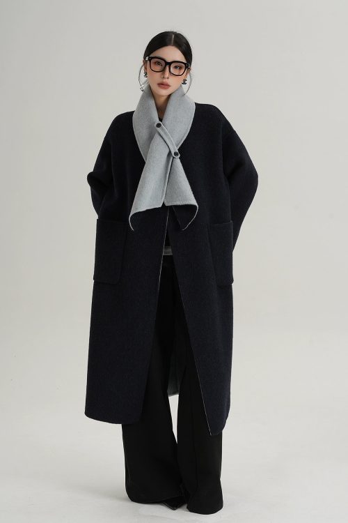 Scarf Collarless Coat