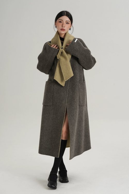 Scarf Collarless Coat