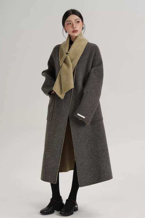 Scarf Collarless Coat