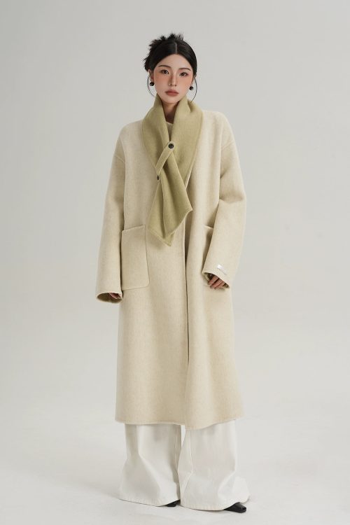 Scarf Collarless Coat