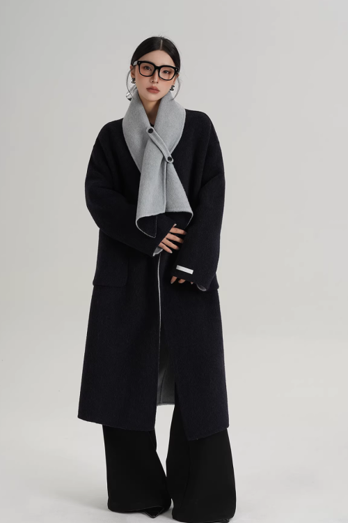 Scarf Collarless Coat