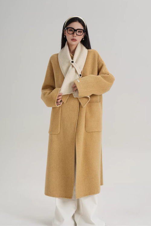 Scarf Collarless Coat