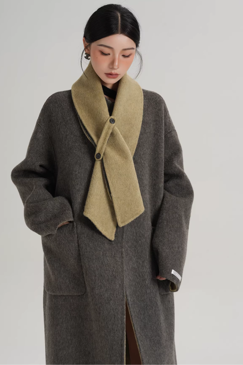 Scarf Collarless Coat