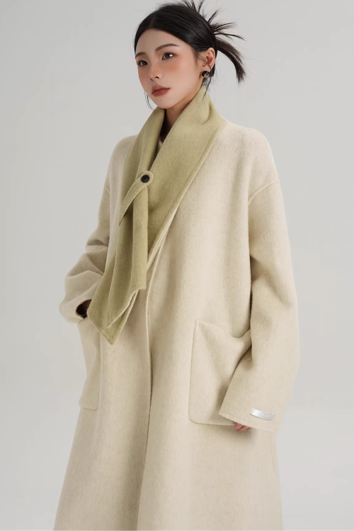 Scarf Collarless Coat